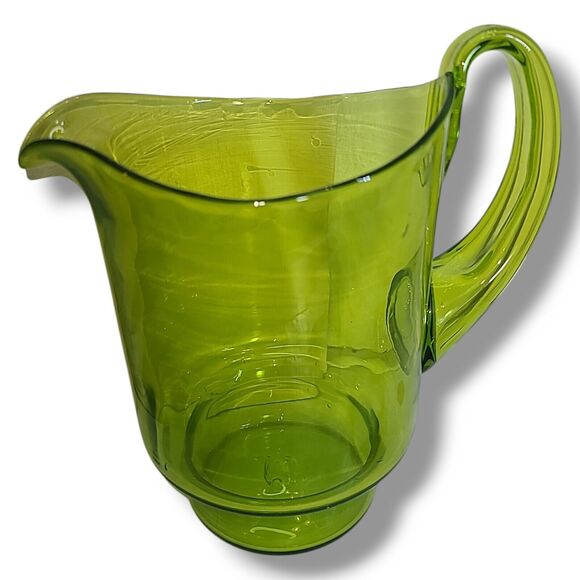 Vintage Blenko #7015s Olive Green Glass Pitcher - Picture 4 of 16